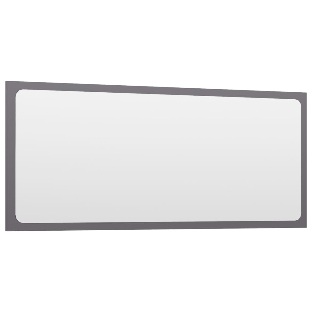 Bathroom Mirror High Gloss Grey 90x1.5x37 cm Engineered Wood