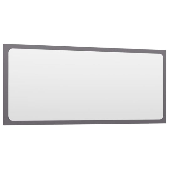 Bathroom Mirror High Gloss Grey 90x1.5x37 cm Engineered Wood