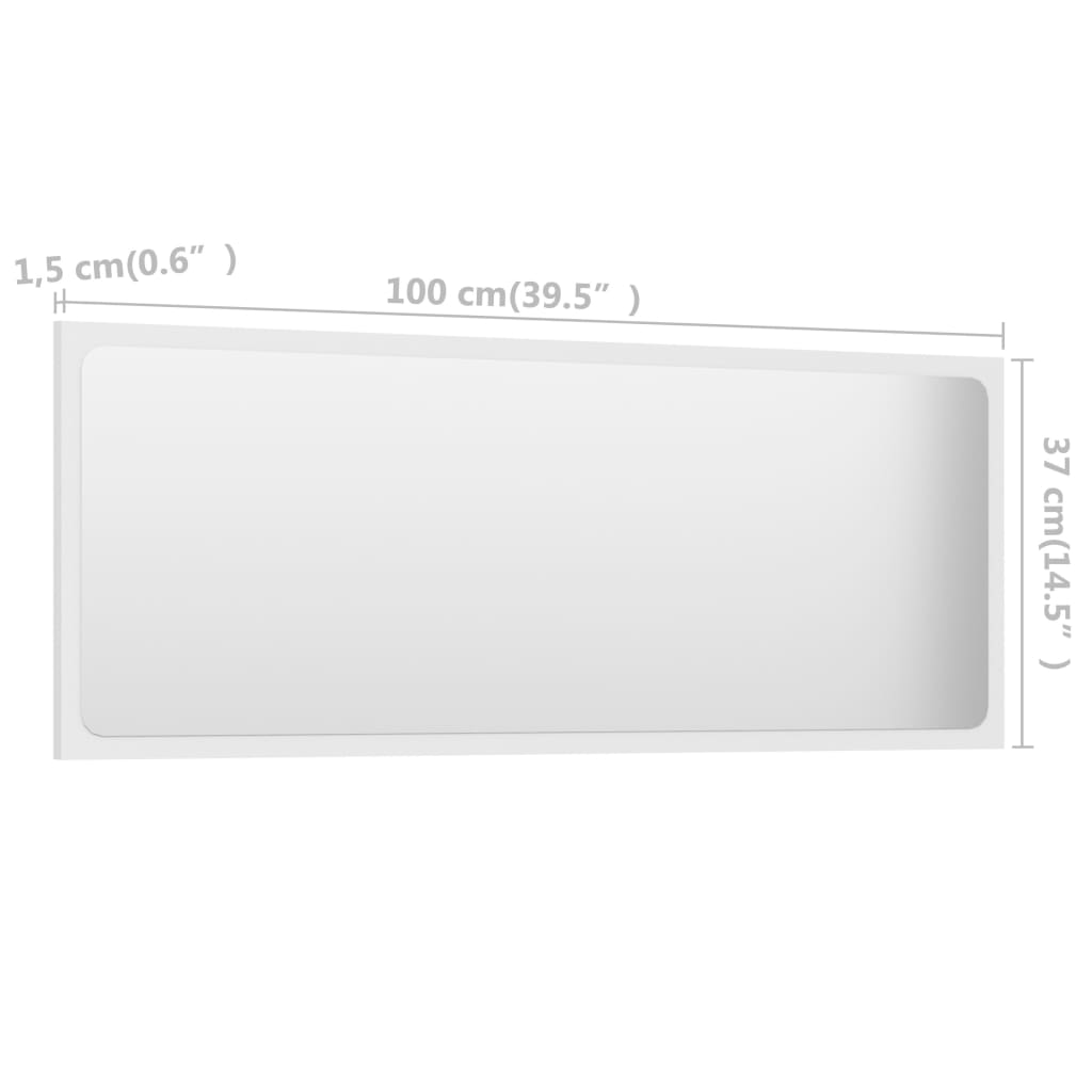 Bathroom Mirror White 100x1.5x37 cm Engineered Wood