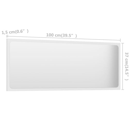 Bathroom Mirror White 100x1.5x37 cm Engineered Wood