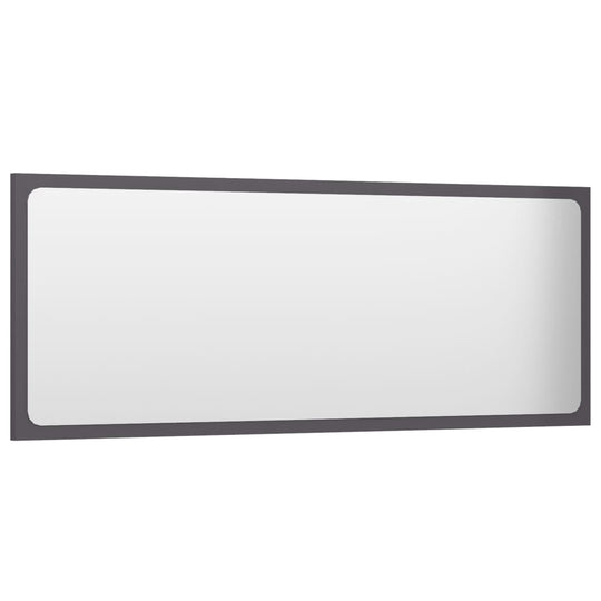 Bathroom Mirror High Gloss Grey 100x1.5x37 cm Engineered Wood