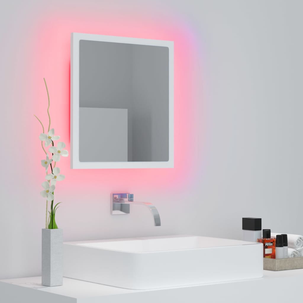 LED Bathroom Mirror White 40x8.5x37 cm Acrylic