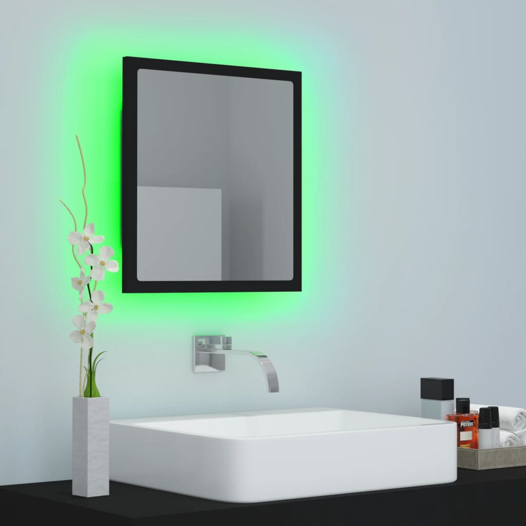 LED Bathroom Mirror Black 40x8.5x37 cm Acrylic