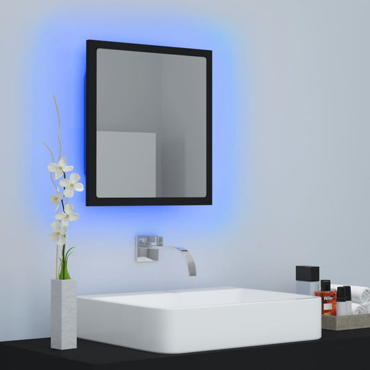 LED Bathroom Mirror Black 40x8.5x37 cm Acrylic