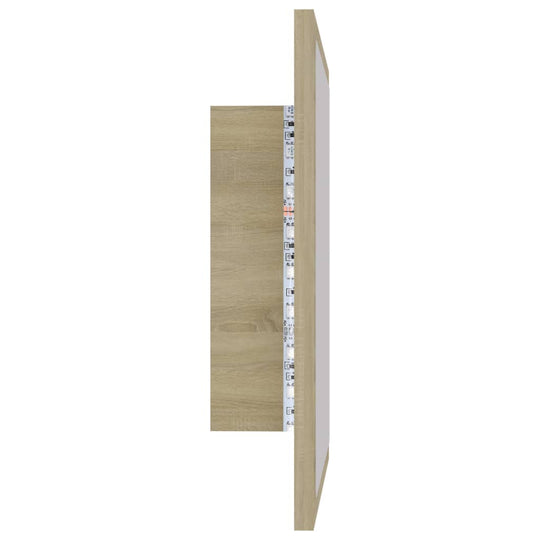 LED Bathroom Mirror Sonoma Oak 40x8.5x37 cm Acrylic