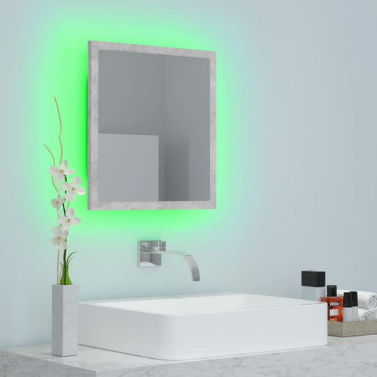 LED Bathroom Mirror Concrete Grey 40x8.5x37 cm Acrylic