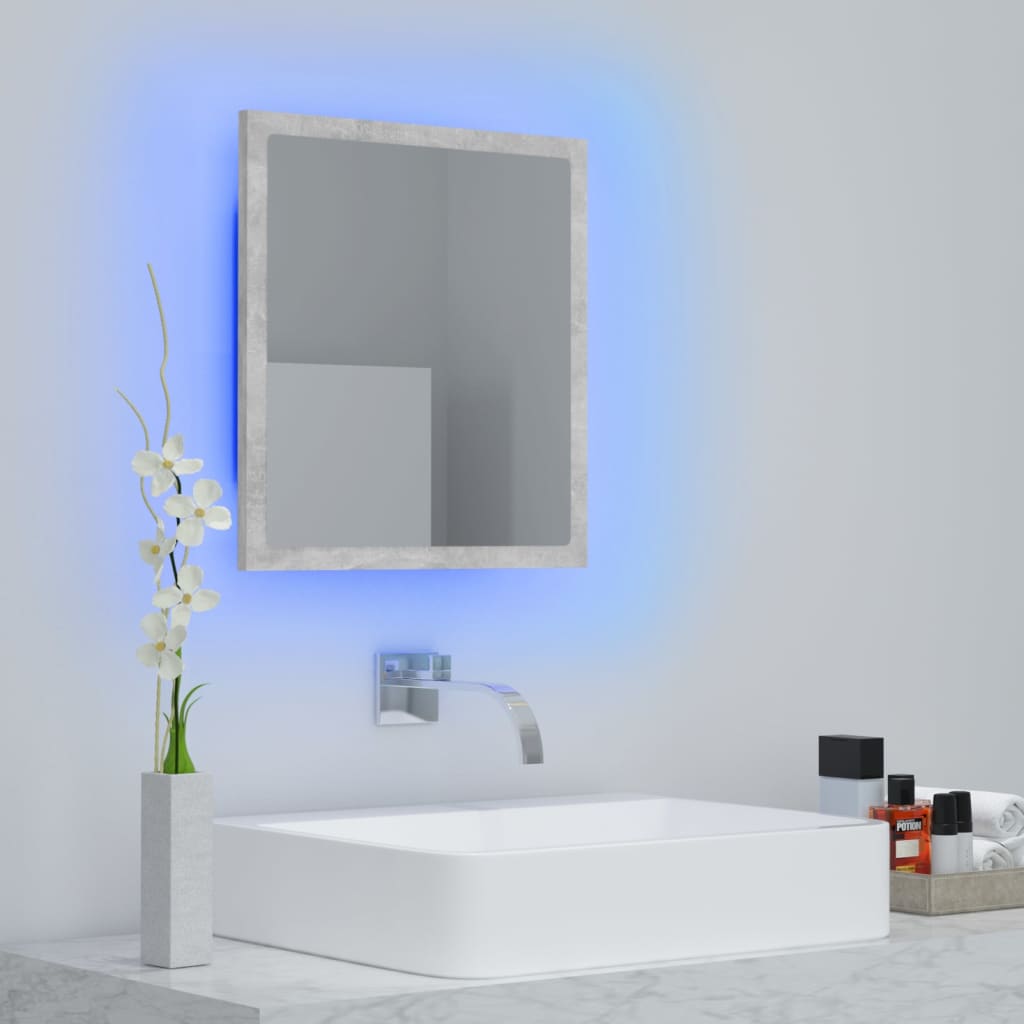 LED Bathroom Mirror Concrete Grey 40x8.5x37 cm Acrylic