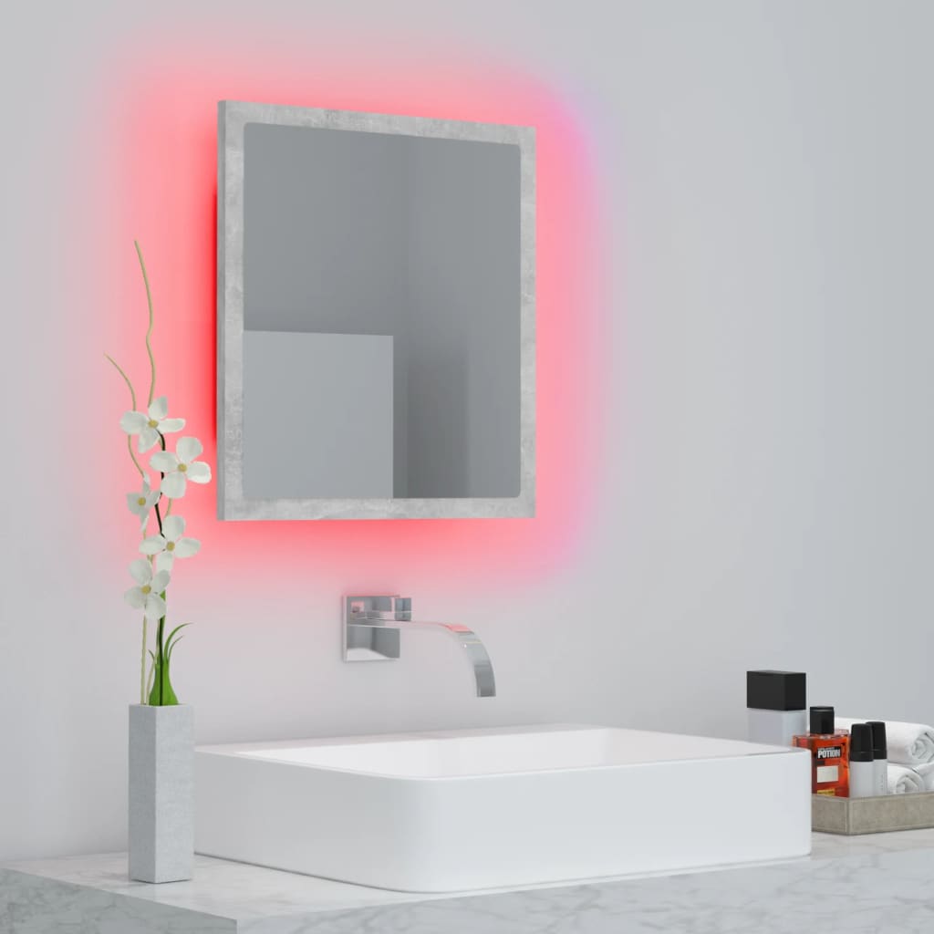 LED Bathroom Mirror Concrete Grey 40x8.5x37 cm Acrylic