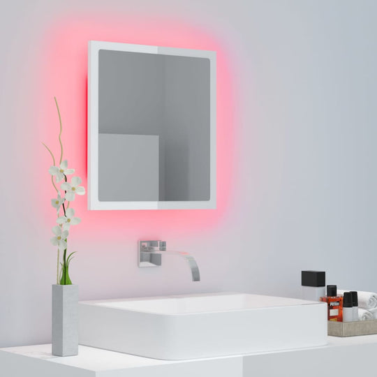 LED Bathroom Mirror High Gloss White 40x8.5x37 cm Acrylic