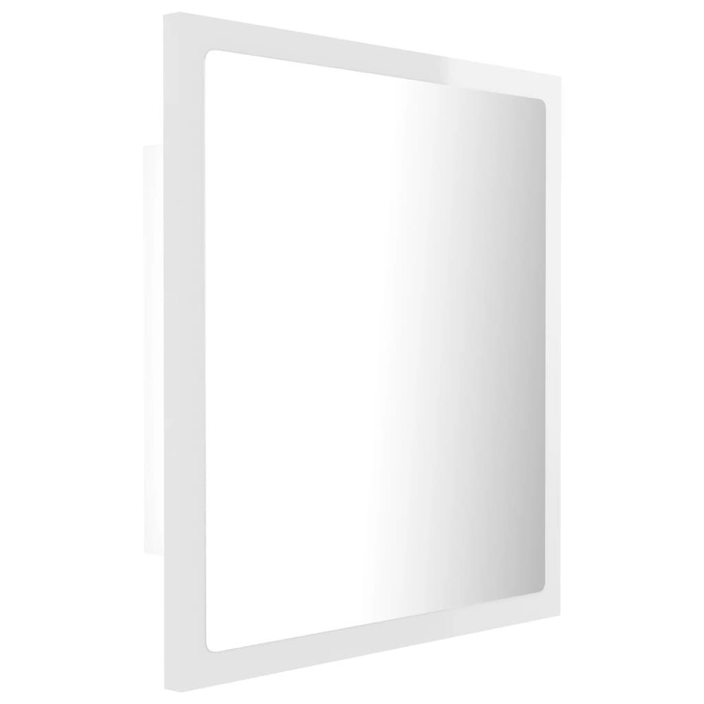 LED Bathroom Mirror High Gloss White 40x8.5x37 cm Acrylic