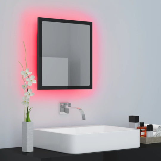 LED Bathroom Mirror High Gloss Black 40x8.5x37 cm Acrylic