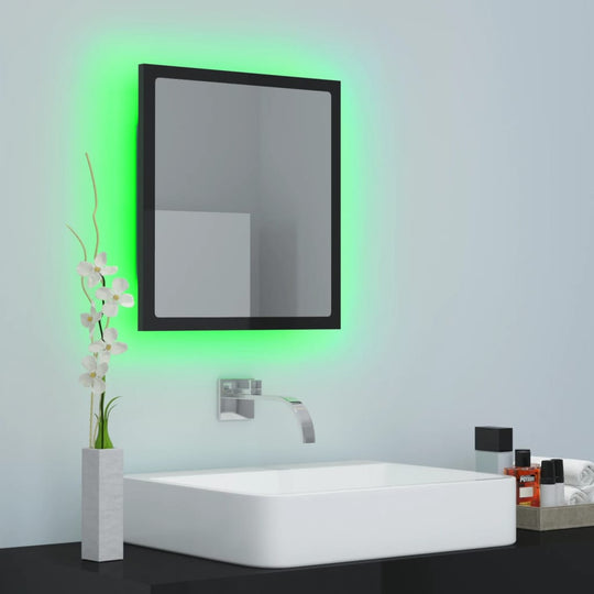 LED Bathroom Mirror High Gloss Black 40x8.5x37 cm Acrylic