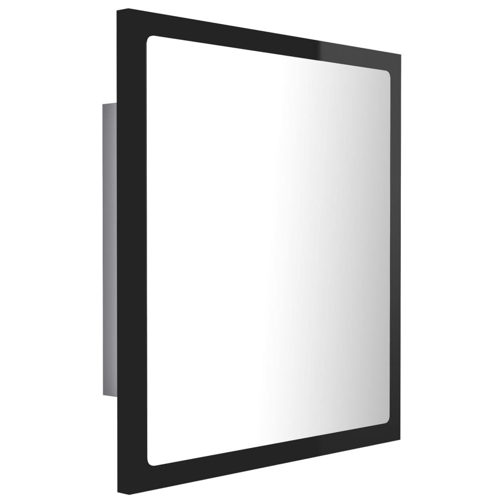 LED Bathroom Mirror High Gloss Black 40x8.5x37 cm Acrylic