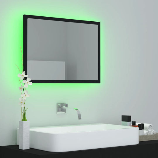 LED Bathroom Mirror Black 60x8.5x37 cm Acrylic