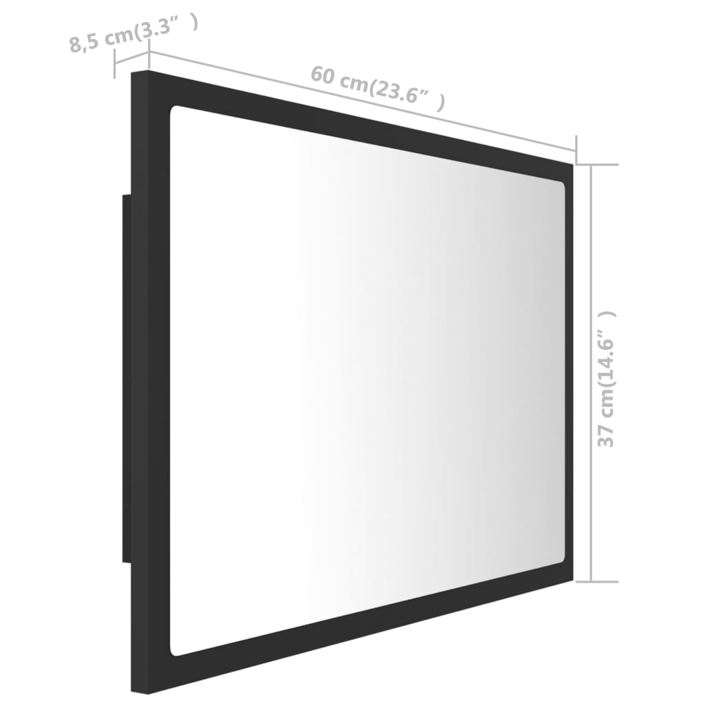 LED Bathroom Mirror Grey 60x8.5x37 cm Acrylic