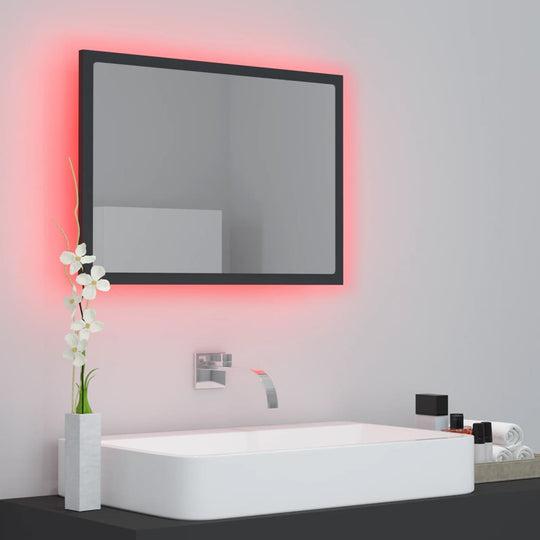 LED Bathroom Mirror Grey 60x8.5x37 cm Acrylic