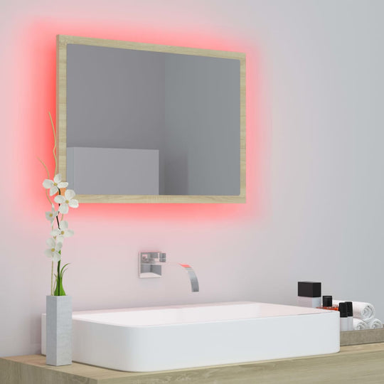 LED Bathroom Mirror Sonoma Oak 60x8.5x37 cm Acrylic