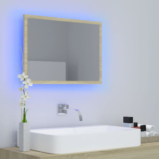 LED Bathroom Mirror Sonoma Oak 60x8.5x37 cm Acrylic