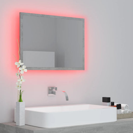 LED Bathroom Mirror Concrete Grey 60x8.5x37 cm Acrylic