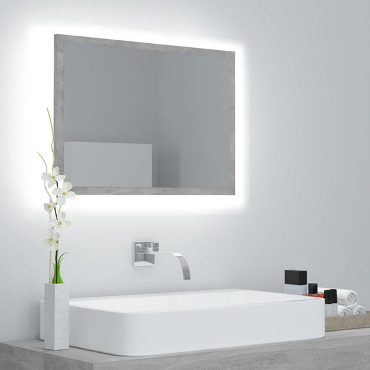 LED Bathroom Mirror Concrete Grey 60x8.5x37 cm Acrylic