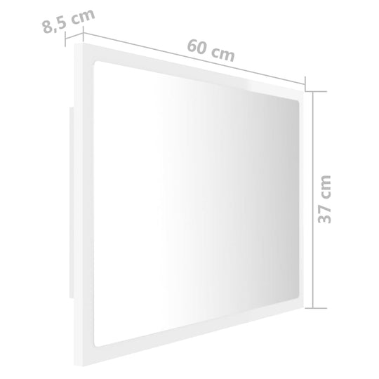 LED Bathroom Mirror High Gloss White 60x8.5x37 cm Acrylic