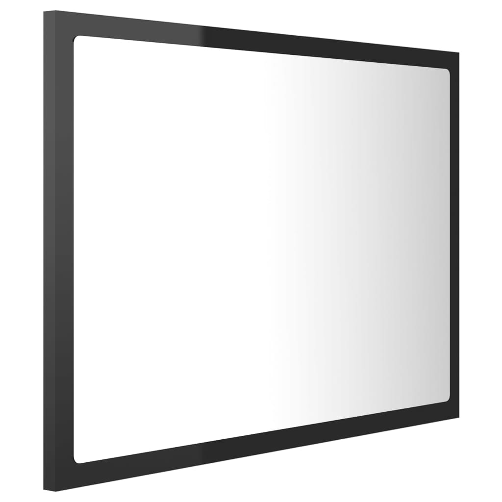 LED Bathroom Mirror High Gloss Black 60x8.5x37 cm Acrylic