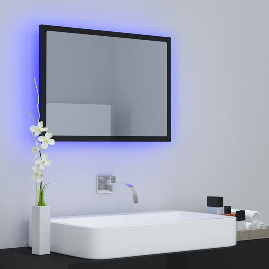 LED Bathroom Mirror High Gloss Black 60x8.5x37 cm Acrylic