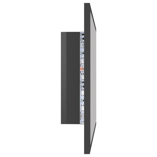 LED Bathroom Mirror High Gloss Grey 60x8.5x37 cm Acrylic