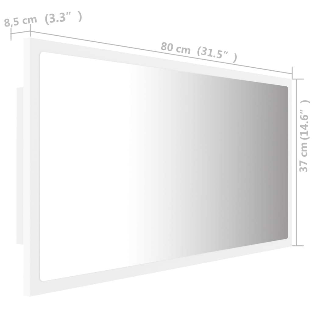 LED Bathroom Mirror White 80x8.5x37 cm Acrylic