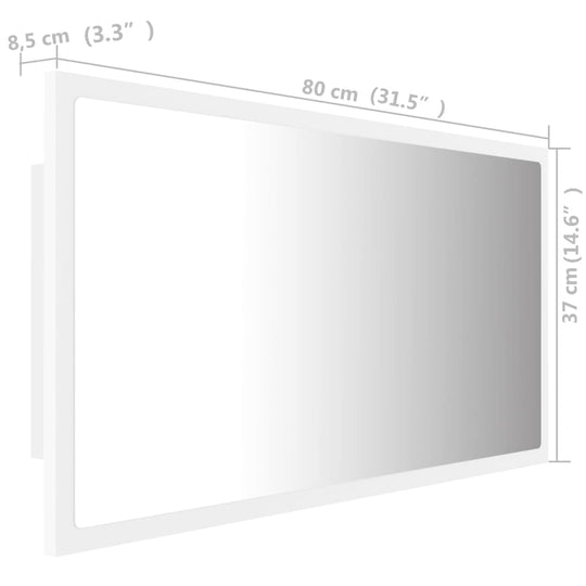 LED Bathroom Mirror White 80x8.5x37 cm Acrylic