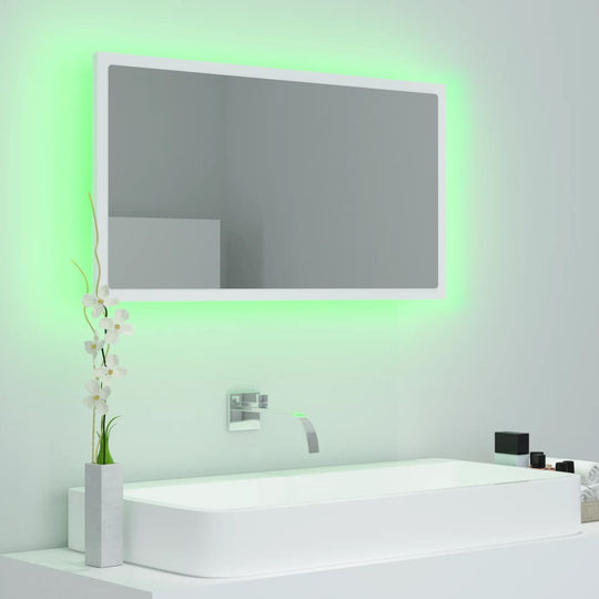 LED Bathroom Mirror White 80x8.5x37 cm Acrylic