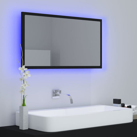 LED Bathroom Mirror Black 80x8.5x37 cm Acrylic