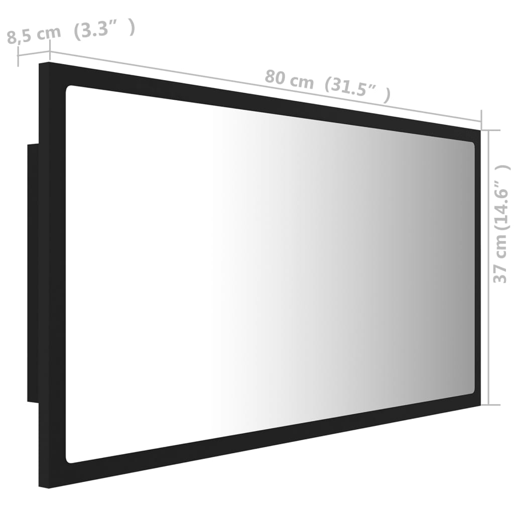 LED Bathroom Mirror Black 80x8.5x37 cm Acrylic