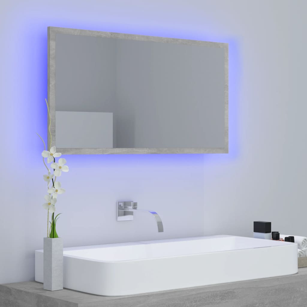 LED Bathroom Mirror Concrete Grey 80x8.5x37 cm Acrylic