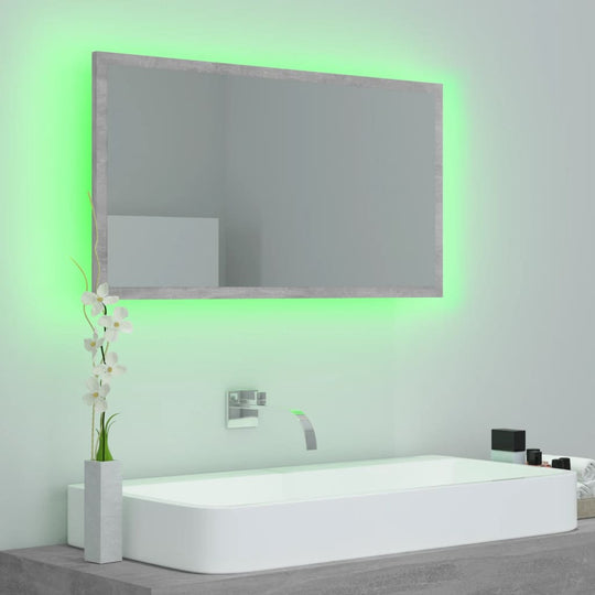 LED Bathroom Mirror Concrete Grey 80x8.5x37 cm Acrylic