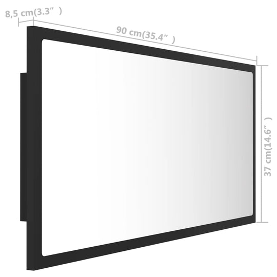 LED Bathroom Mirror Grey 90x8.5x37 cm Acrylic