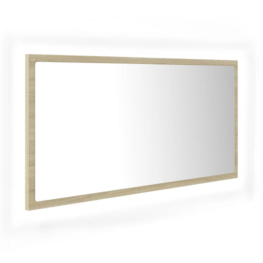 LED Bathroom Mirror Sonoma Oak 90x8.5x37 cm Acrylic