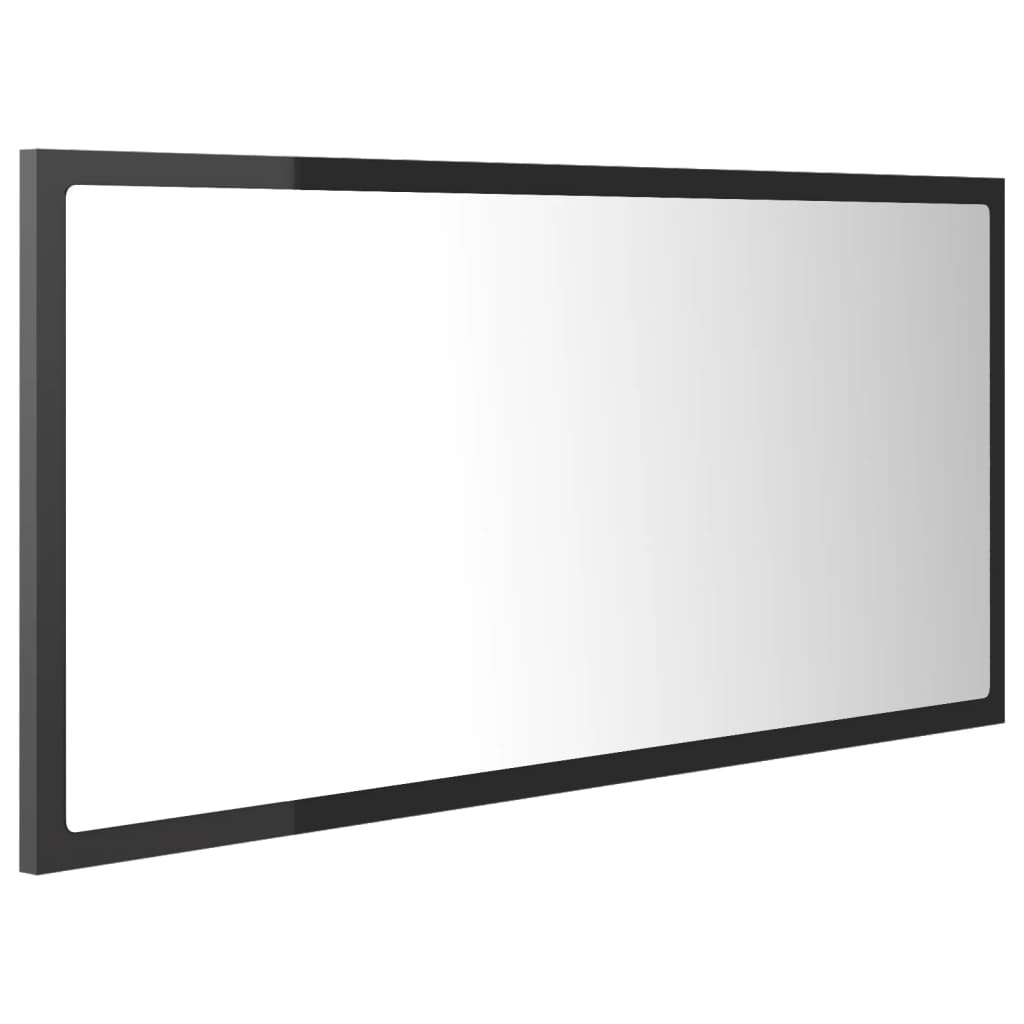 LED Bathroom Mirror High Gloss Grey 90x8.5x37 cm Acrylic