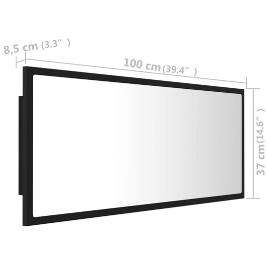 LED Bathroom Mirror Black 100x8.5x37 cm Acrylic