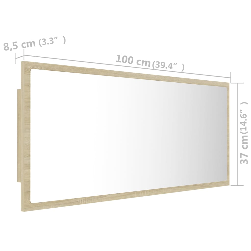 LED Bathroom Mirror Sonoma Oak 100x8.5x37 cm Acrylic