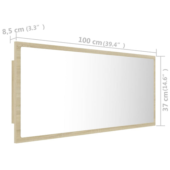 LED Bathroom Mirror Sonoma Oak 100x8.5x37 cm Acrylic