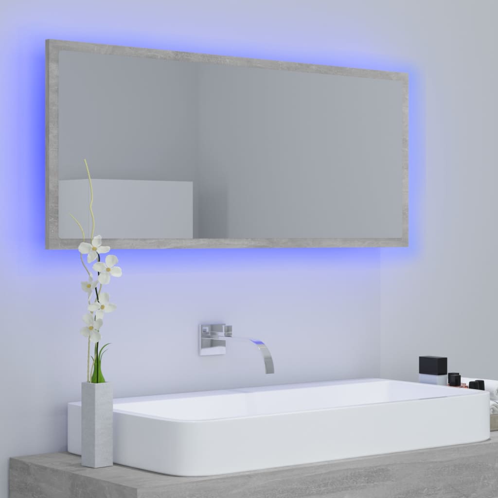 LED Bathroom Mirror Concrete Grey 100x8.5x37 cm Acrylic