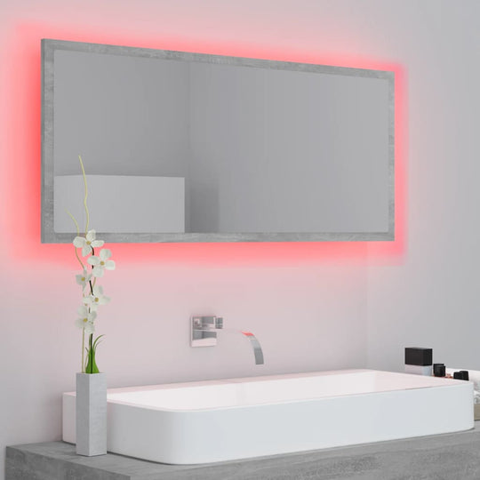 LED Bathroom Mirror Concrete Grey 100x8.5x37 cm Acrylic