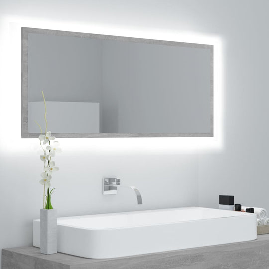 LED Bathroom Mirror Concrete Grey 100x8.5x37 cm Acrylic