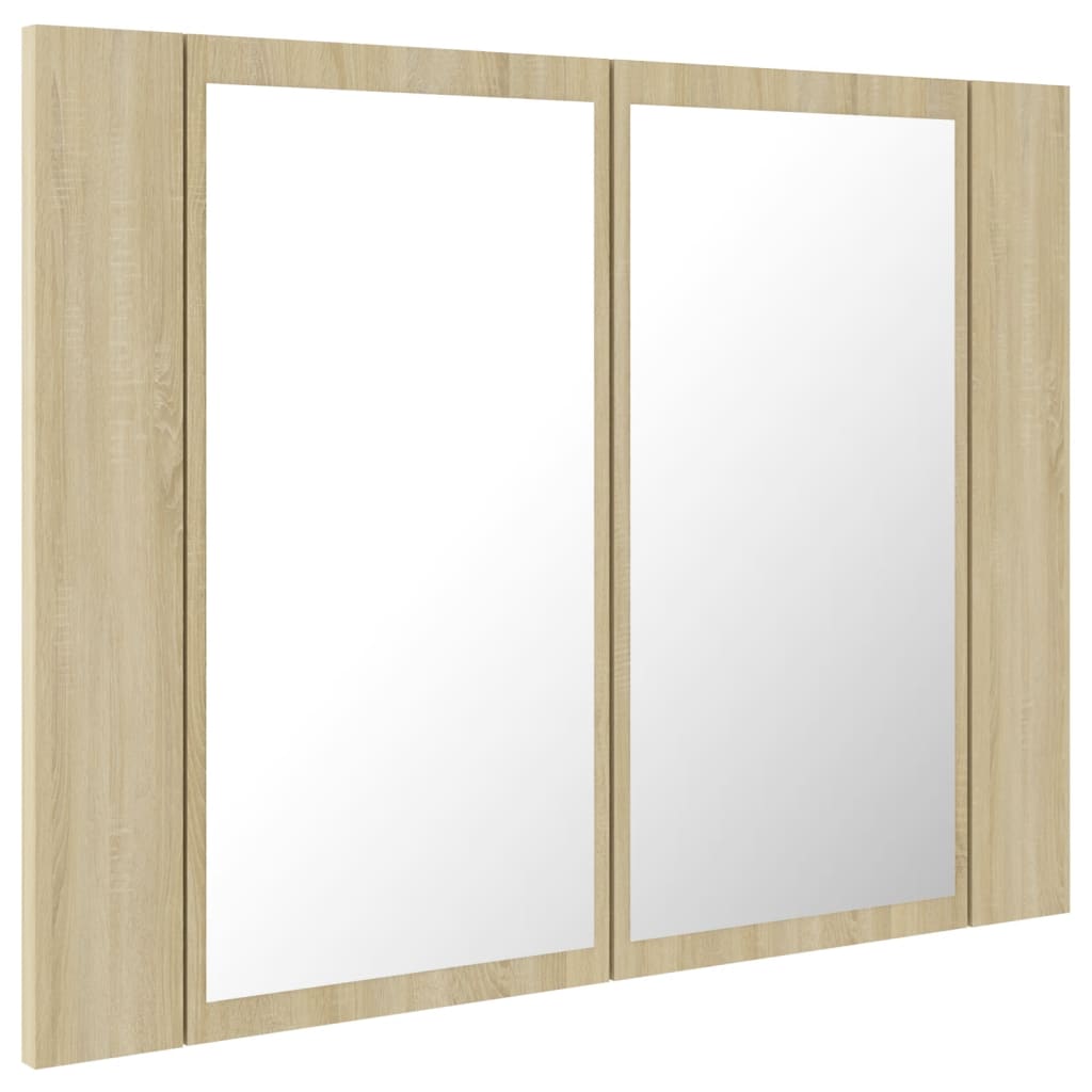 LED Bathroom Mirror Cabinet Sonoma Oak 60x12x45 cm Acrylic