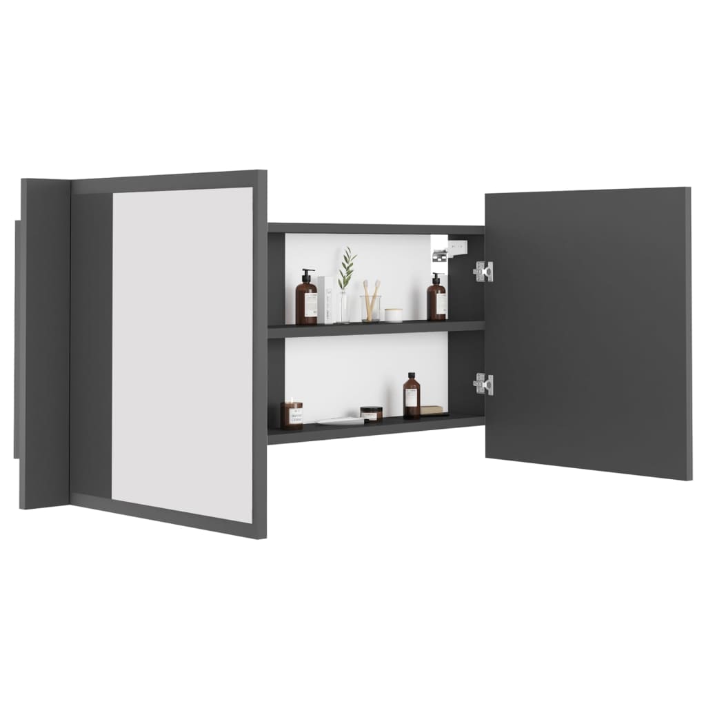 LED Bathroom Mirror Cabinet Grey 100x12x45 cm Acrylic