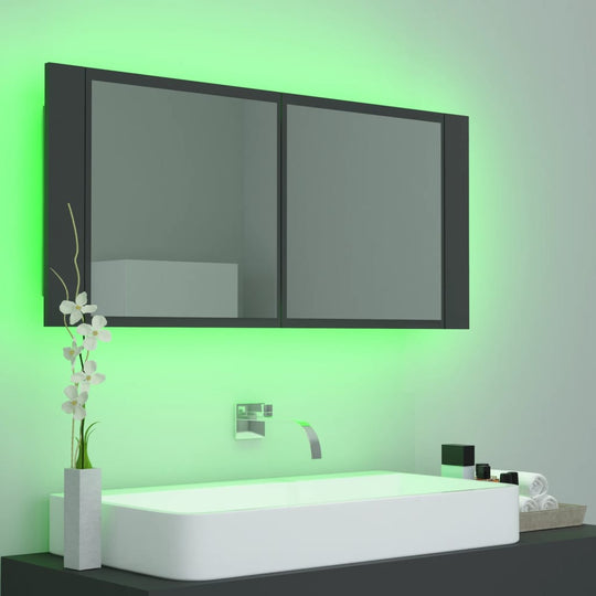 LED Bathroom Mirror Cabinet Grey 100x12x45 cm Acrylic