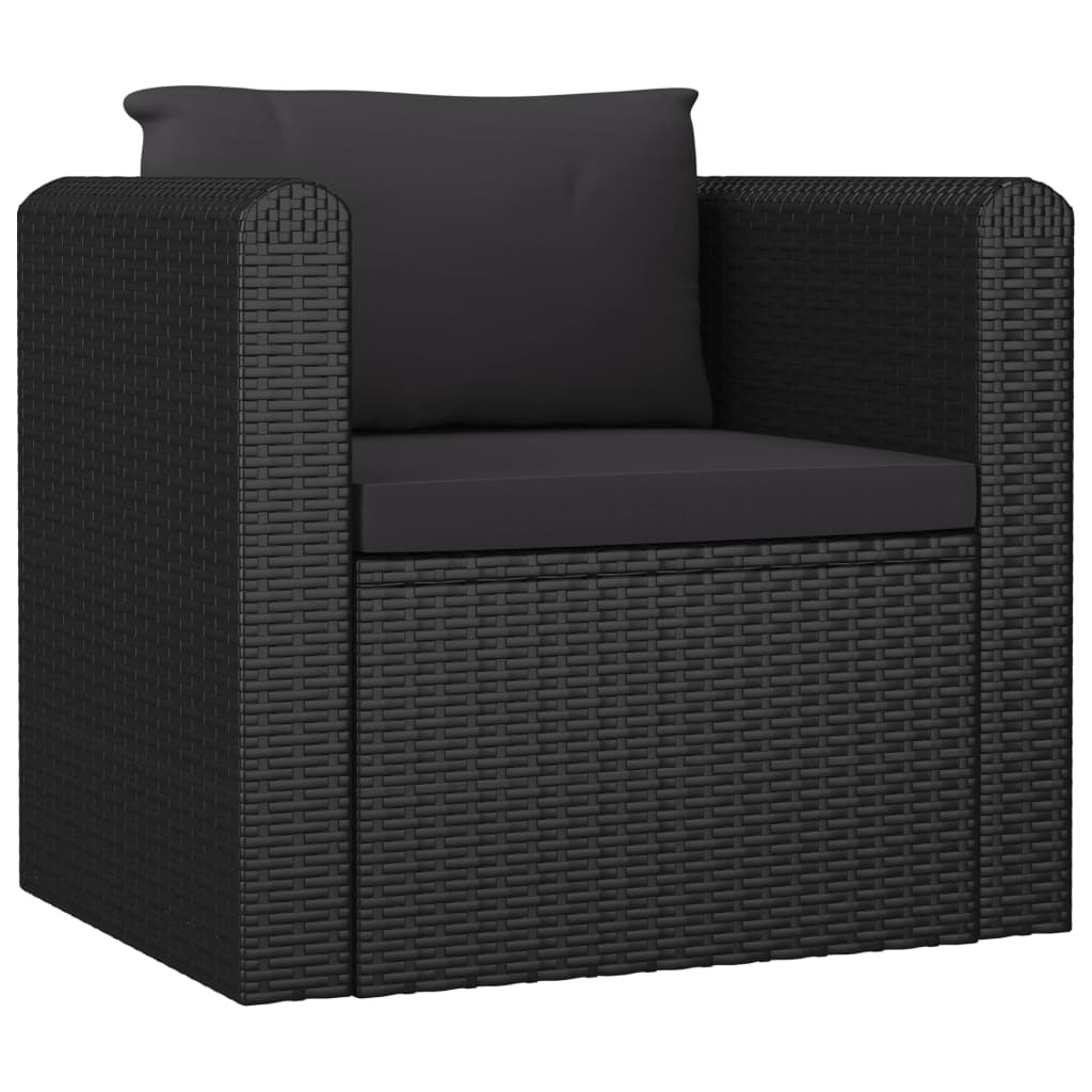 10 Piece Garden Lounge Set with Cushions Poly Rattan Black