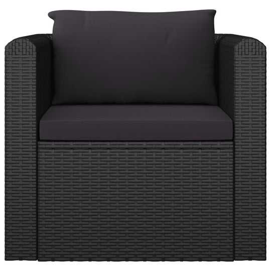 10 Piece Garden Lounge Set with Cushions Poly Rattan Black