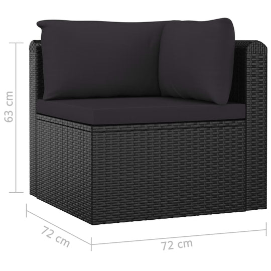 10 Piece Garden Lounge Set with Cushions Poly Rattan Black